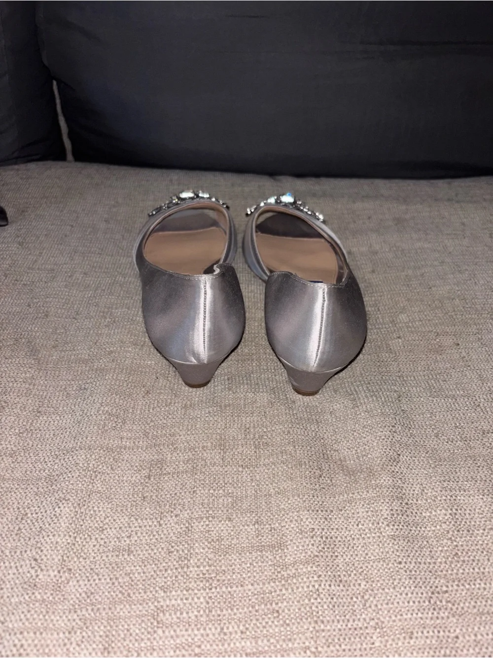 Nina Silver Crystal-Buckle Pointed D'Orsay Flats